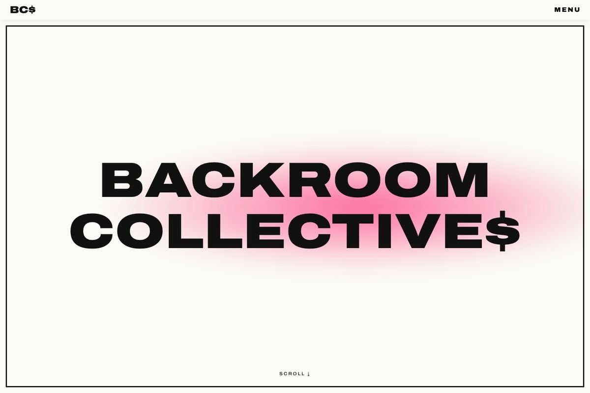 Backroom Collective$ website homepage